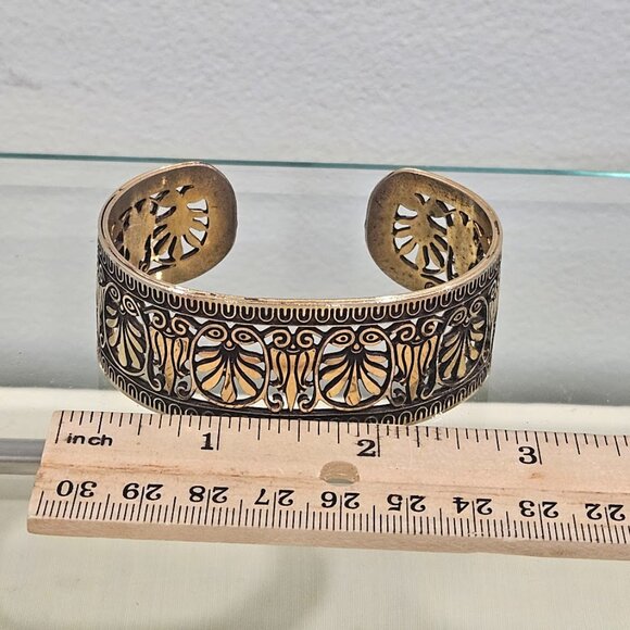 VINTAGE MMA METROPOLITAN MUSEUM OF ART GOLD TONE BANGLE CUFF BRACELET - Picture 7 of 8